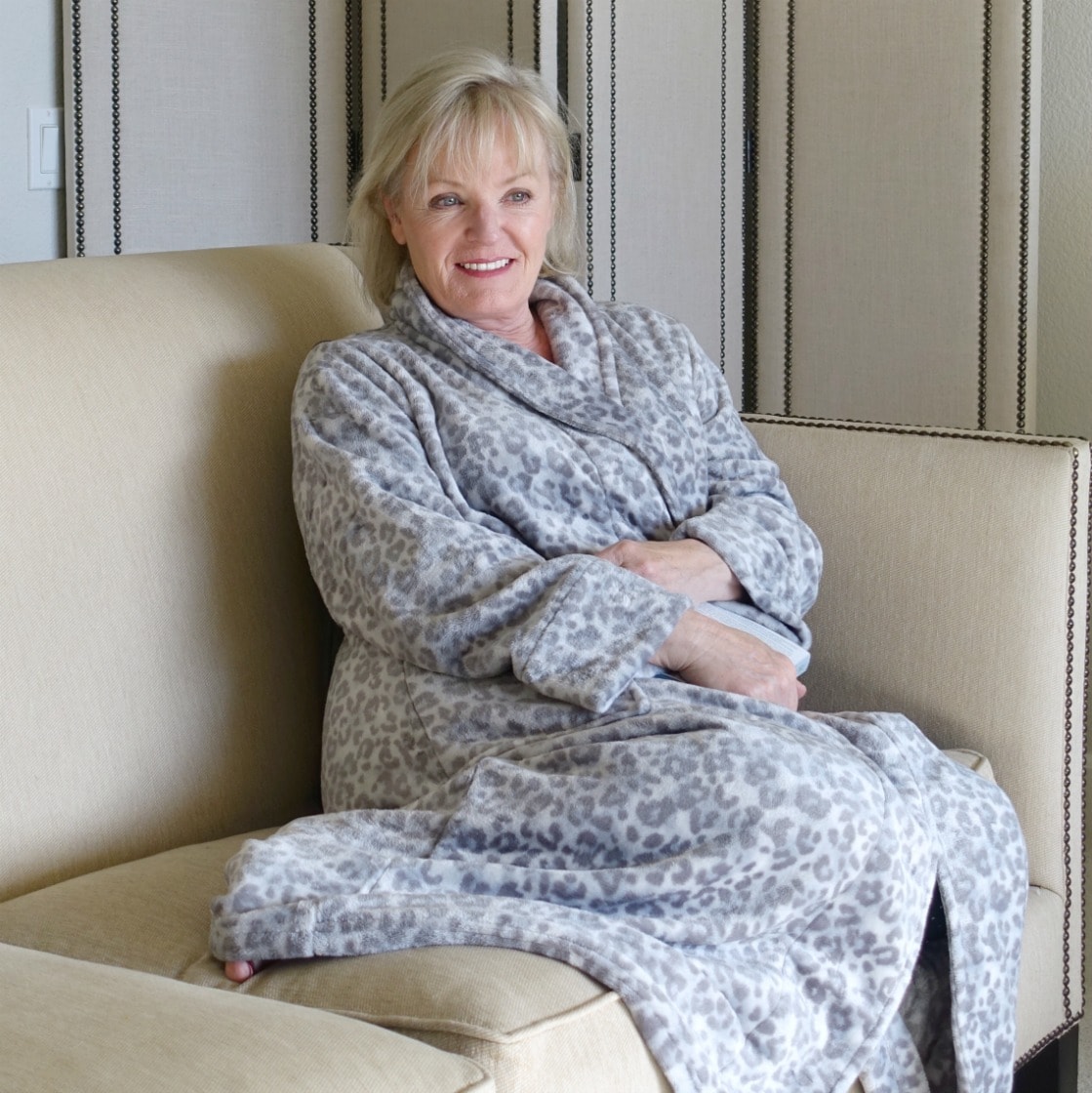 soft and cozy leopard print robe worn by Jennifer Connolly of A Well Styled Life
