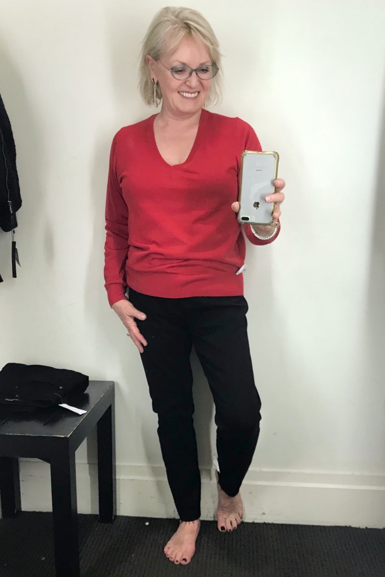 red v neck washable wool sweater from Banana Republic