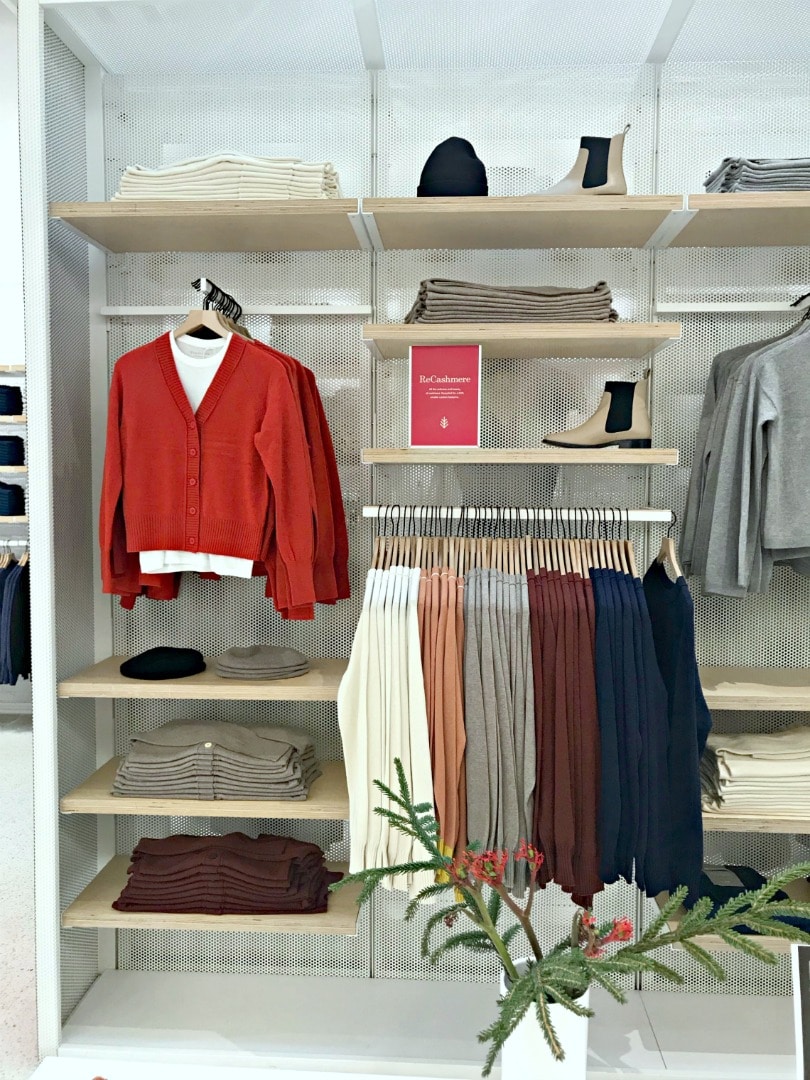 wall display of Re-cashmere at the Everlane store in San Francisco