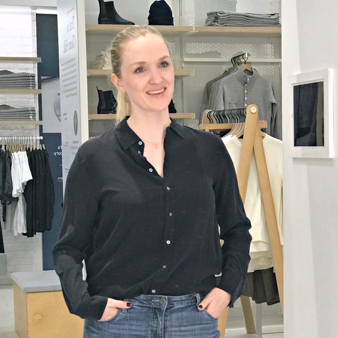 clean silk relaxed shirt from Everlane in black