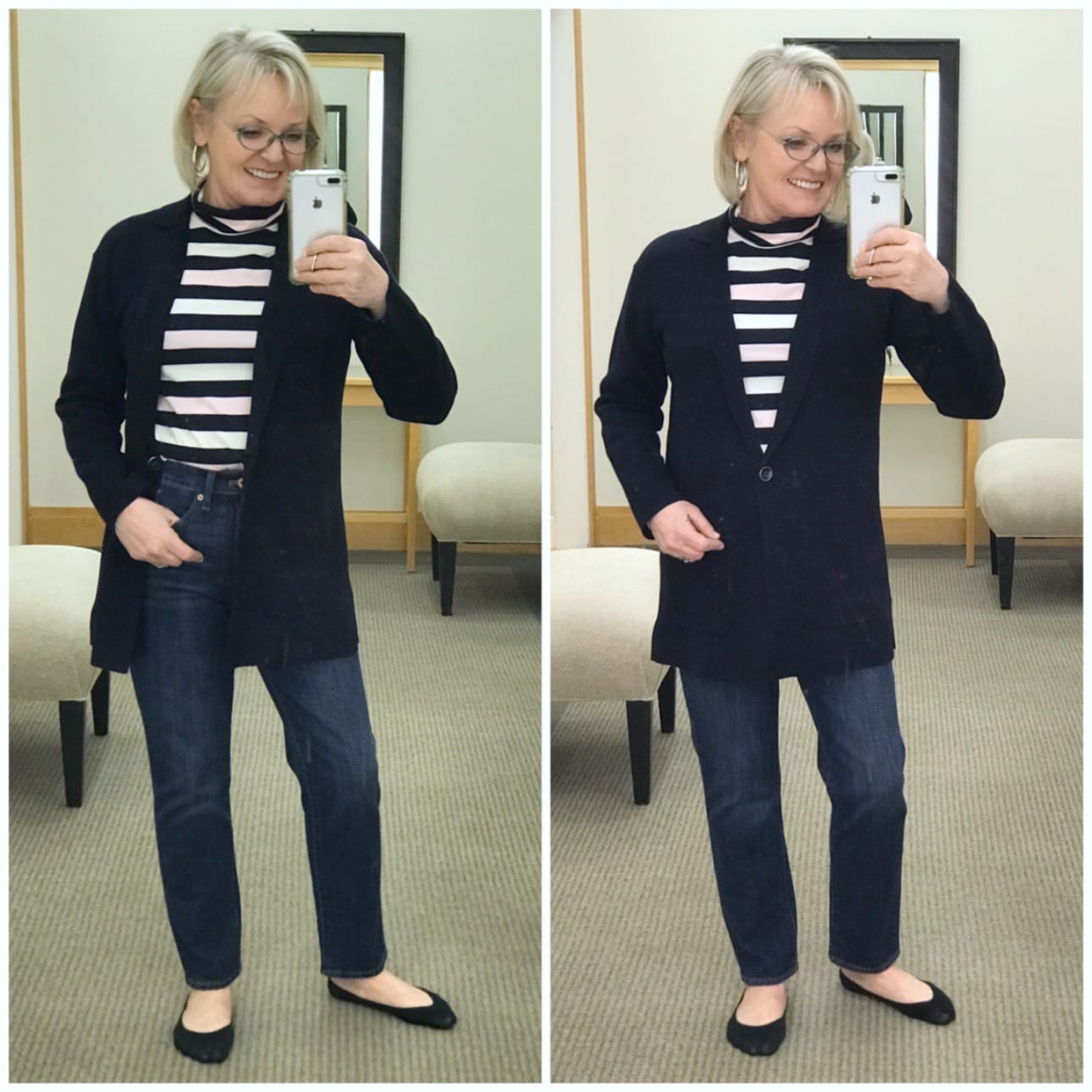 Jennifer Connolly or A Well Styled Life wearing Talbots sweater blazer