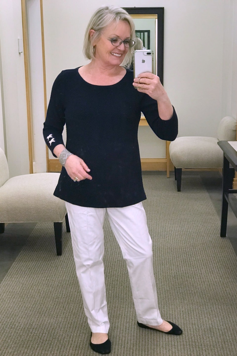 status print sweater on Jennifer Connolly of A Well Styled Life