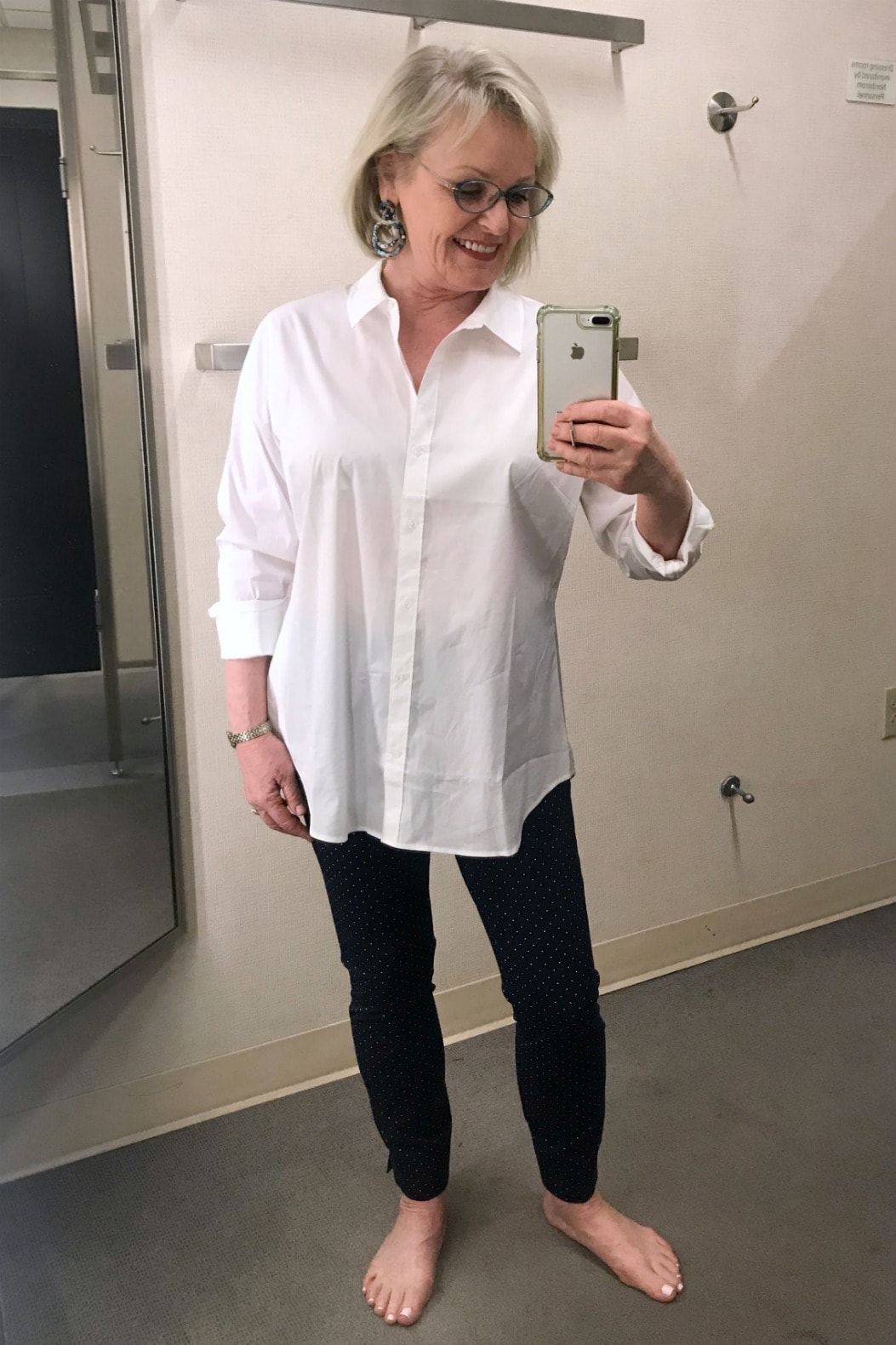 Jennifer Connolly wearing 1902 white shirt and stretch pants