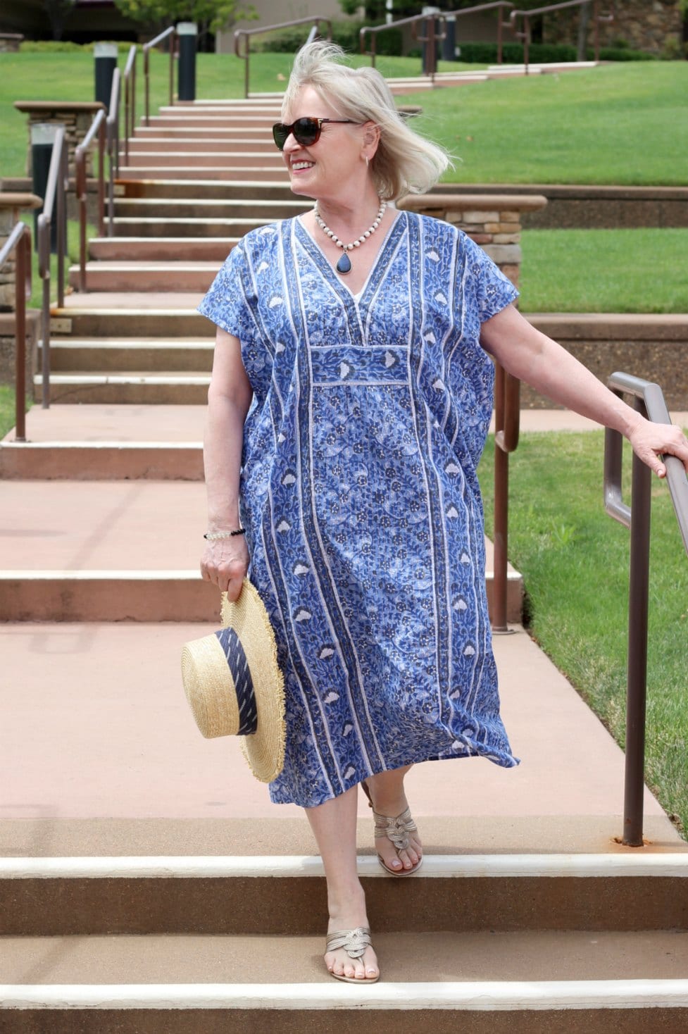 over 50 fashion blogger wearing enerson fry caftan