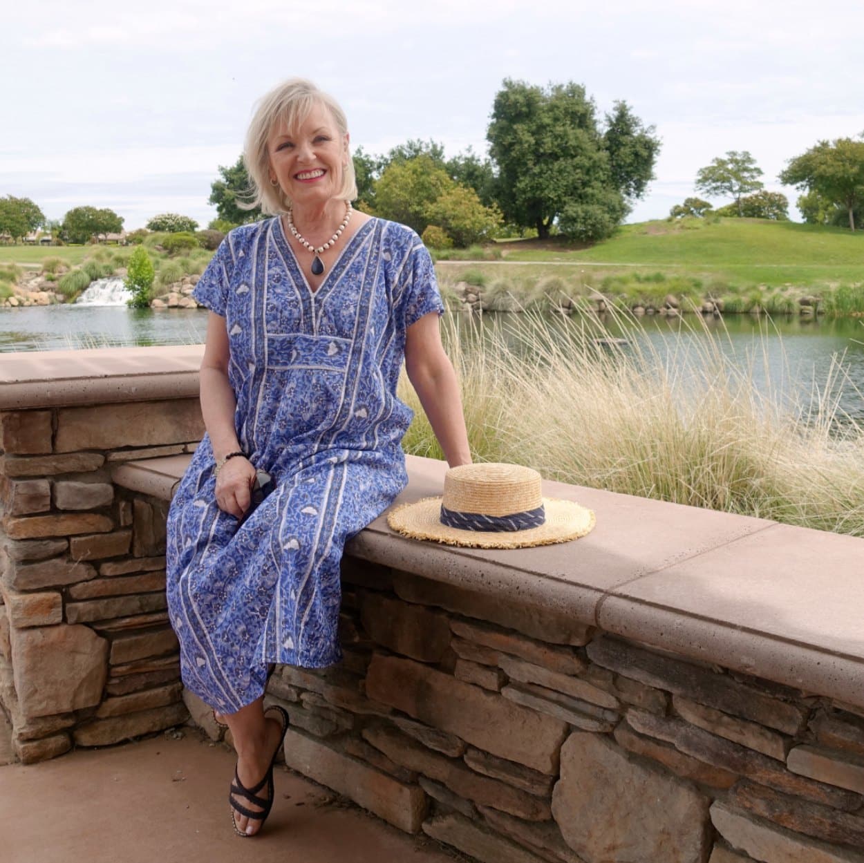 Jennifer Connolly of A Well Styled Life wearing emerson fry caftan