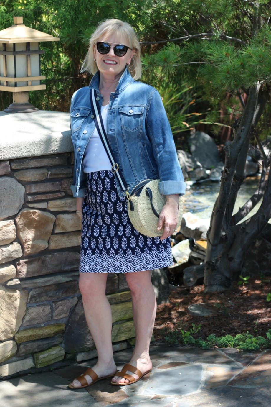 Jennifer Connolly styling casual outfit with denim jacket from Talbots