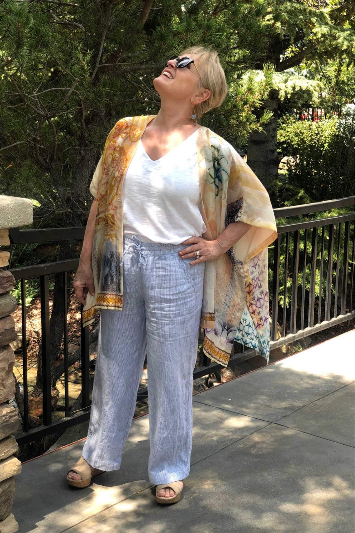 over 50 fashion blogger Jennifer Connolly wearing Chico's outfit