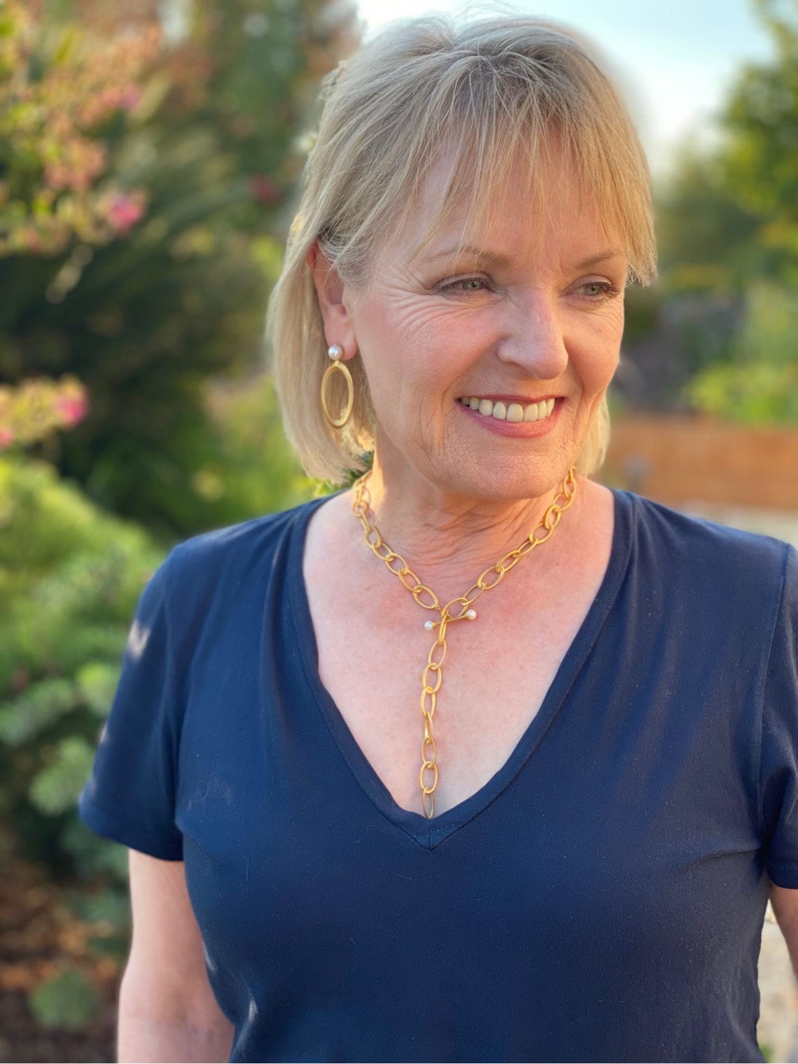 Jennifer Connolly of A Well Styled Life wearing Dean Davidson Origami collection