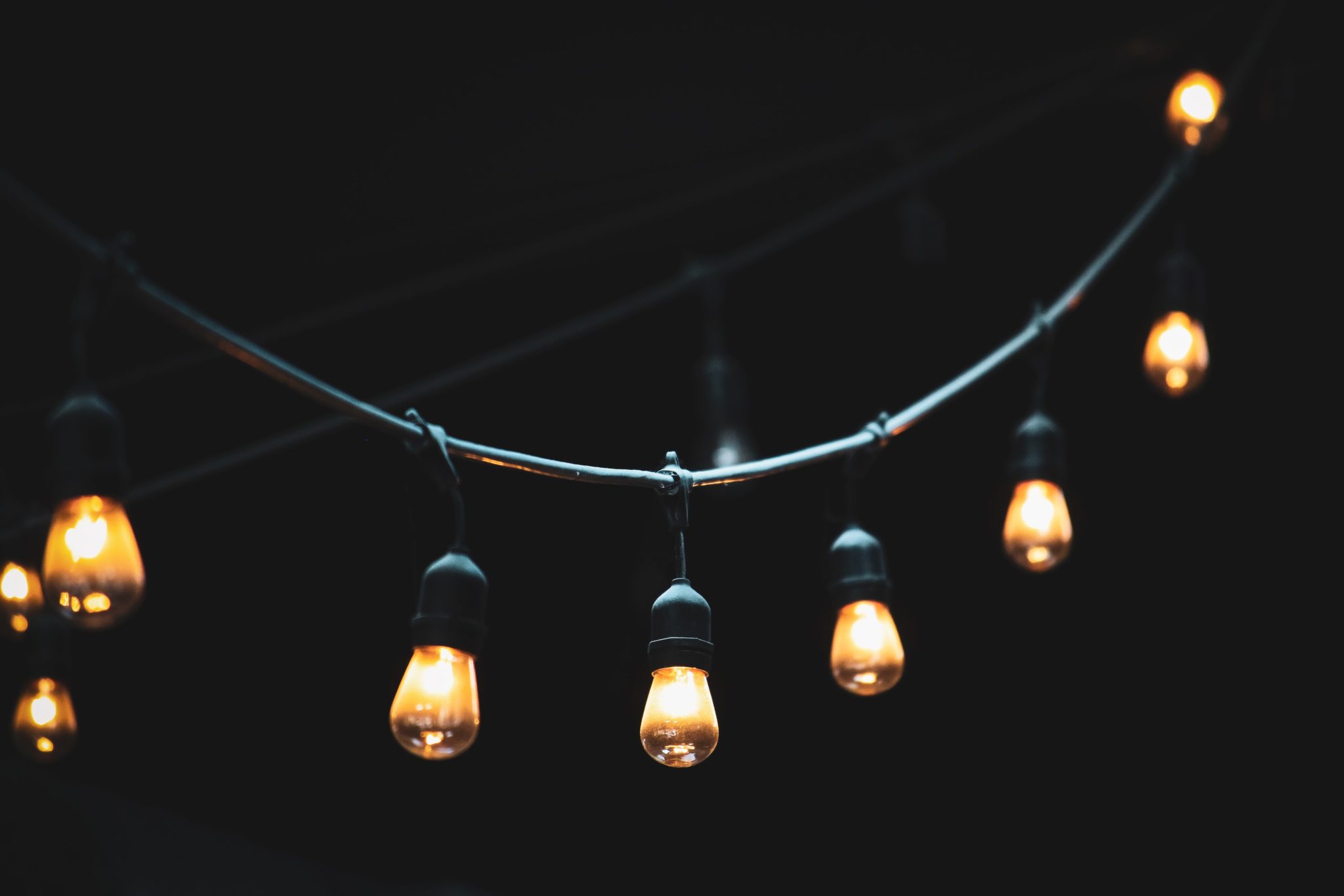 string lights on patio