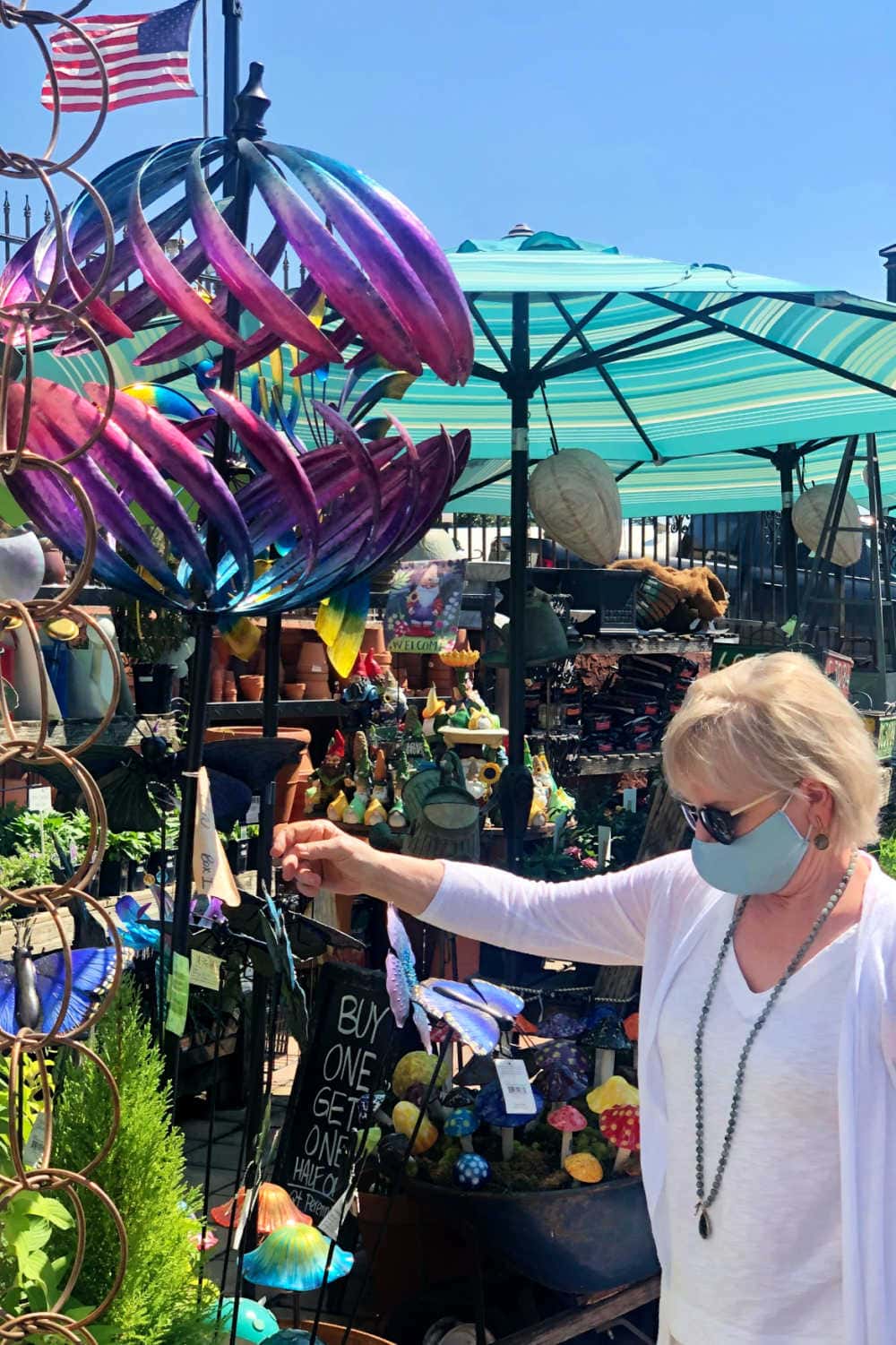 fashion blogger Jennifer Connolly shopping for wind spinner