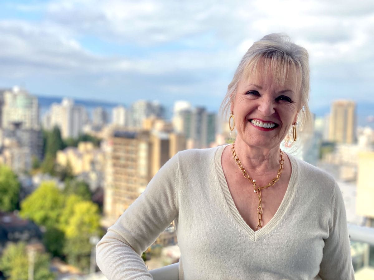jennifer connoly of a well stled life on balcony in Vancouver bc