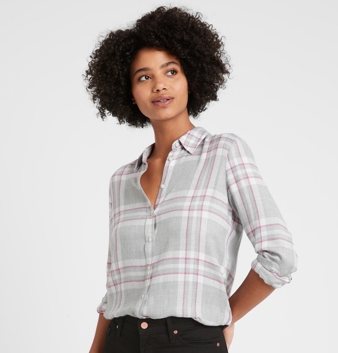 plaid shirt on model