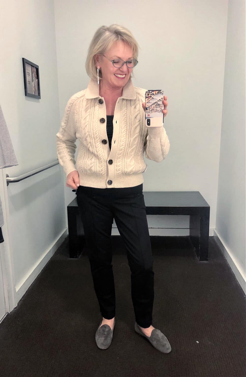 cabled cardrigan sweater on jennifer of a well styled life