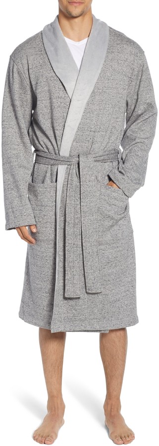gray bathrobe