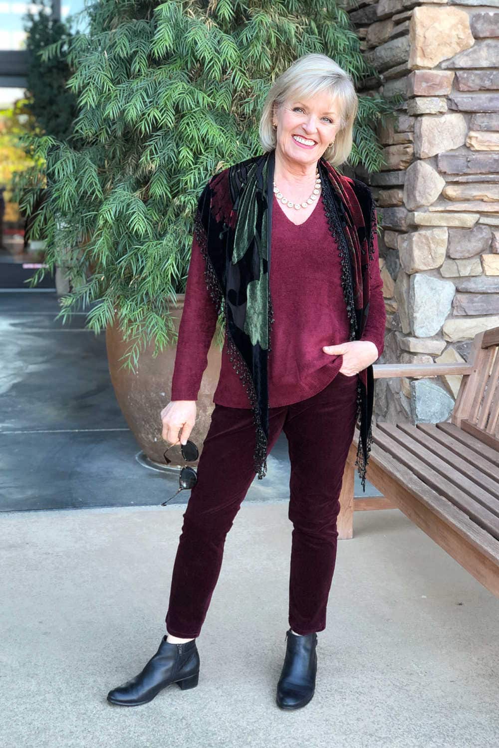 jennifer of a well styled lfie wearing j jill chenille sweater and corduroy pants