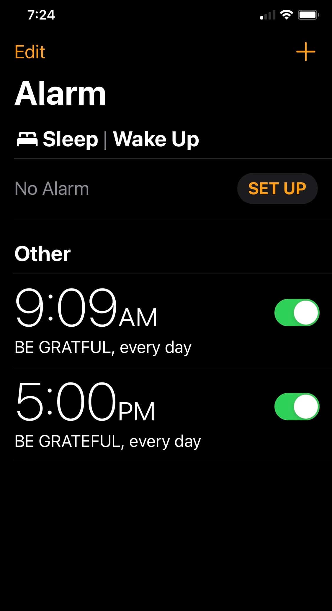 gratitude alarm on iphone