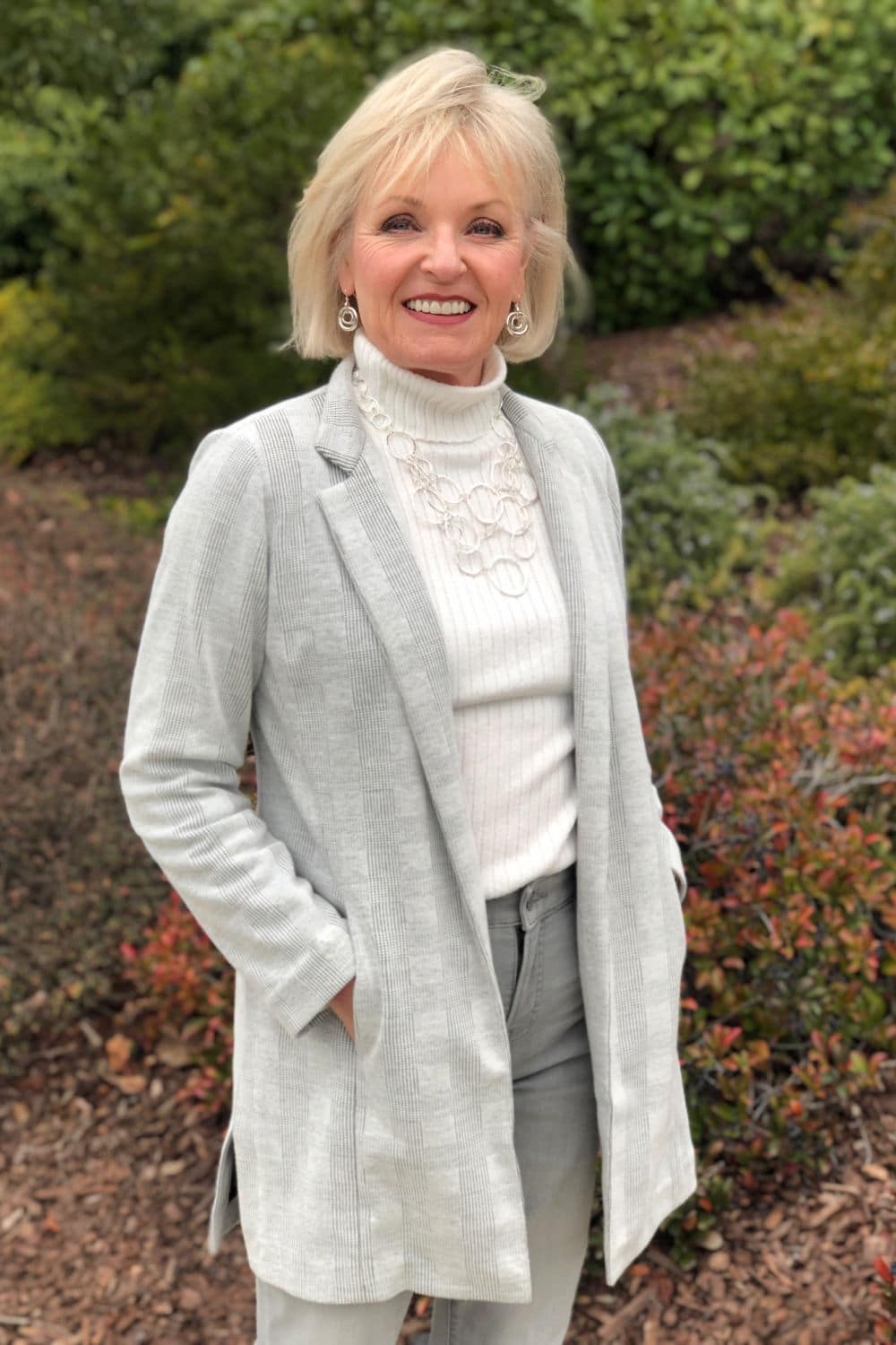 gray blazer and jeans worn by jennifer of a well styled life
