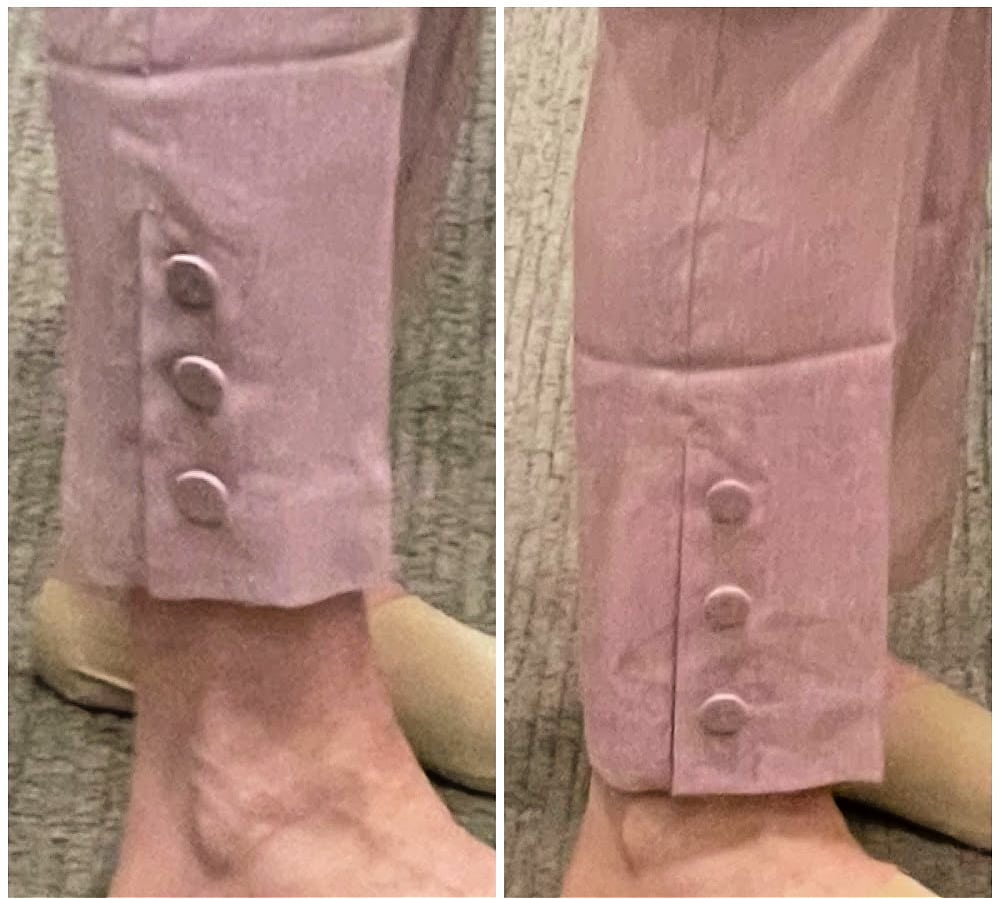 cropped and non cropped pink pants