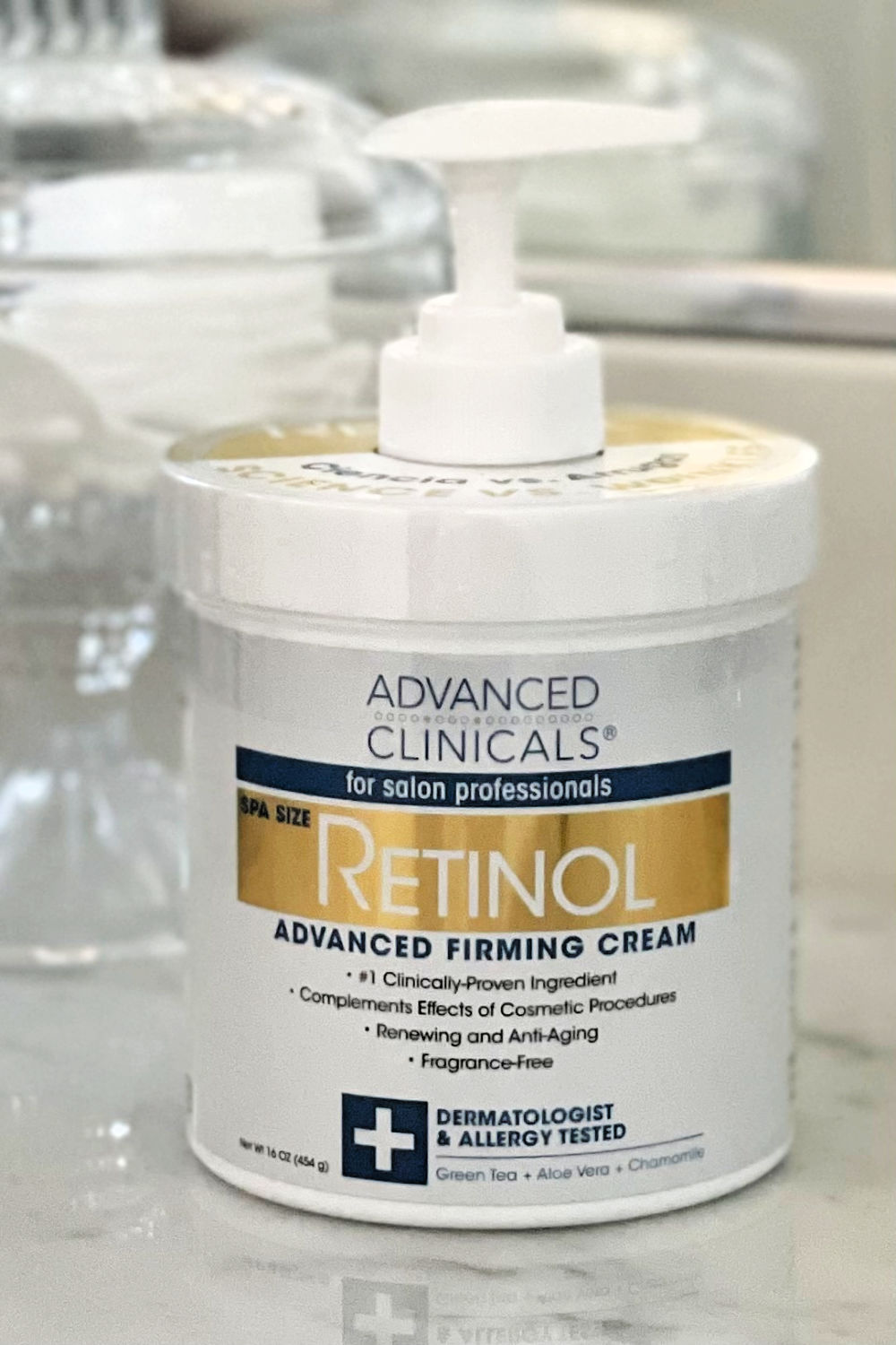 jar of retinol cream for upper arms