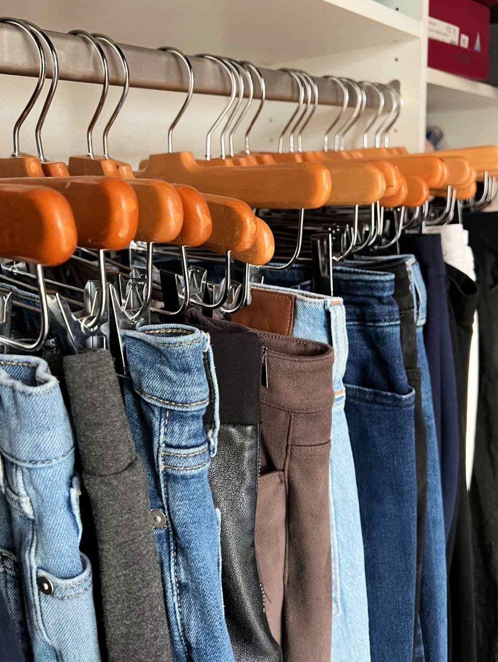 starting fresh with new hangers and a row of jeans