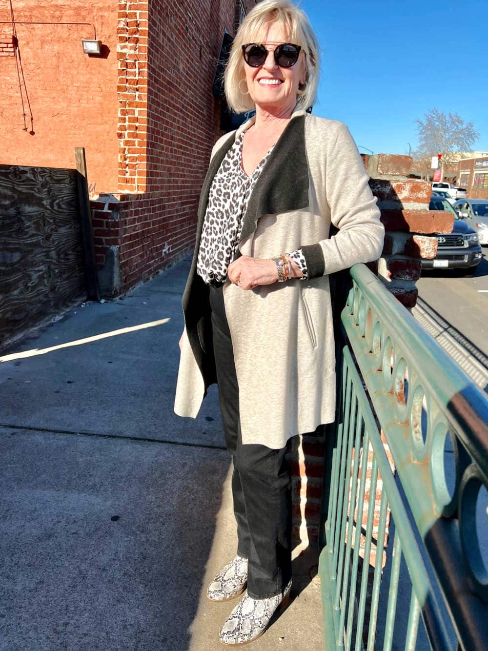 woman wearing deep black denim