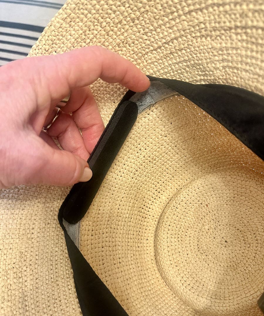 hat reducer strips inside rim of Janessa leone felix bucket hat