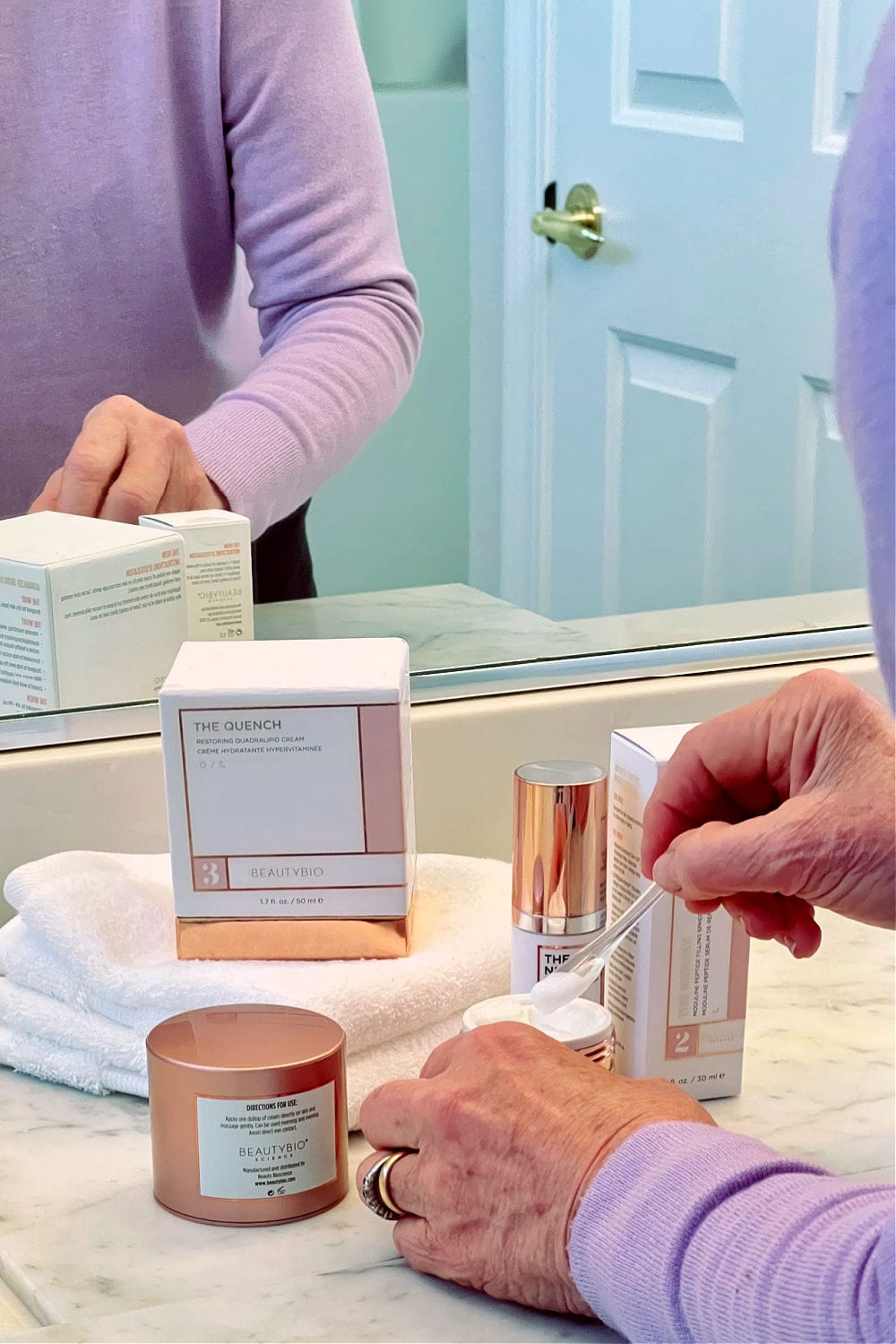 scooping out beautybio product on special at hsn