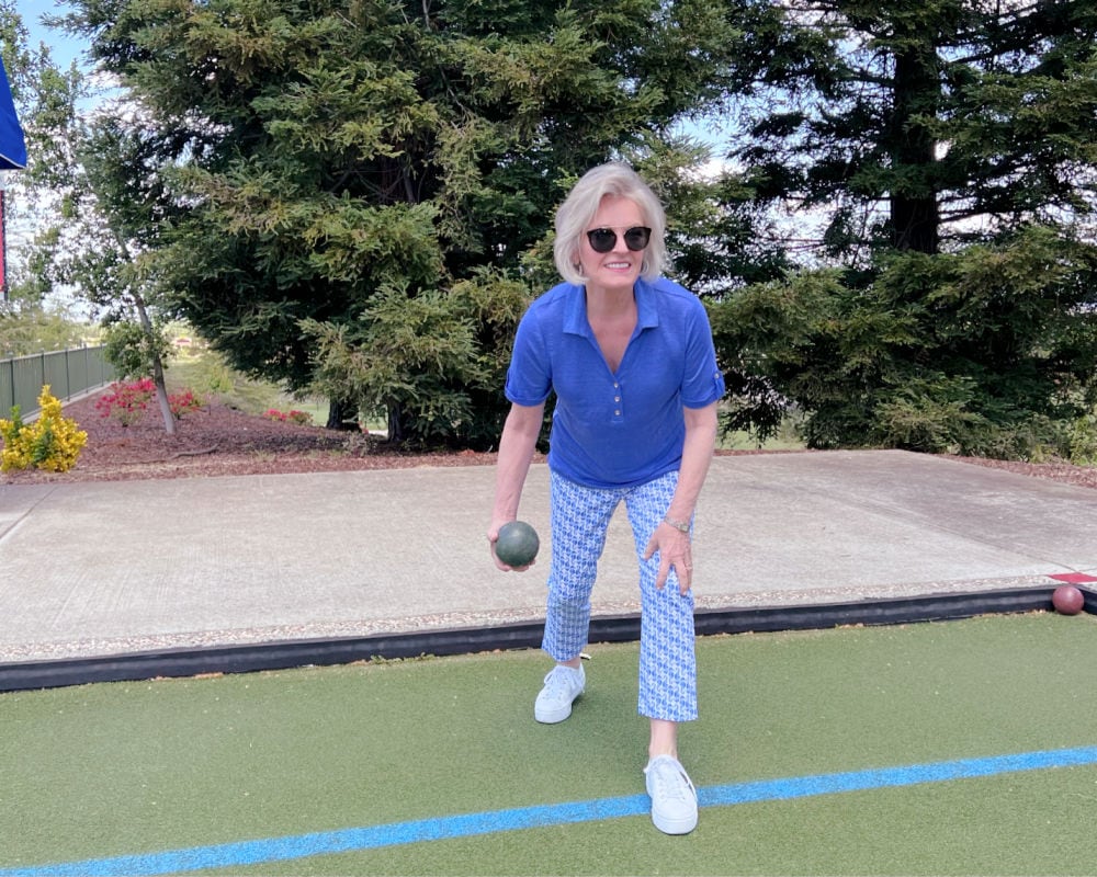 woman playing bocce