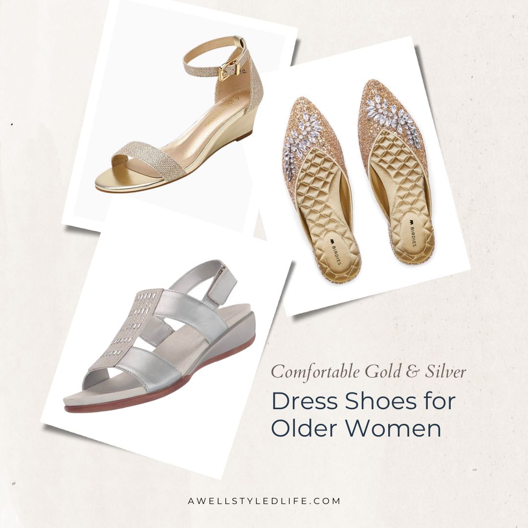 Comfortable Gold and Silver Dress Shoes for Older Women