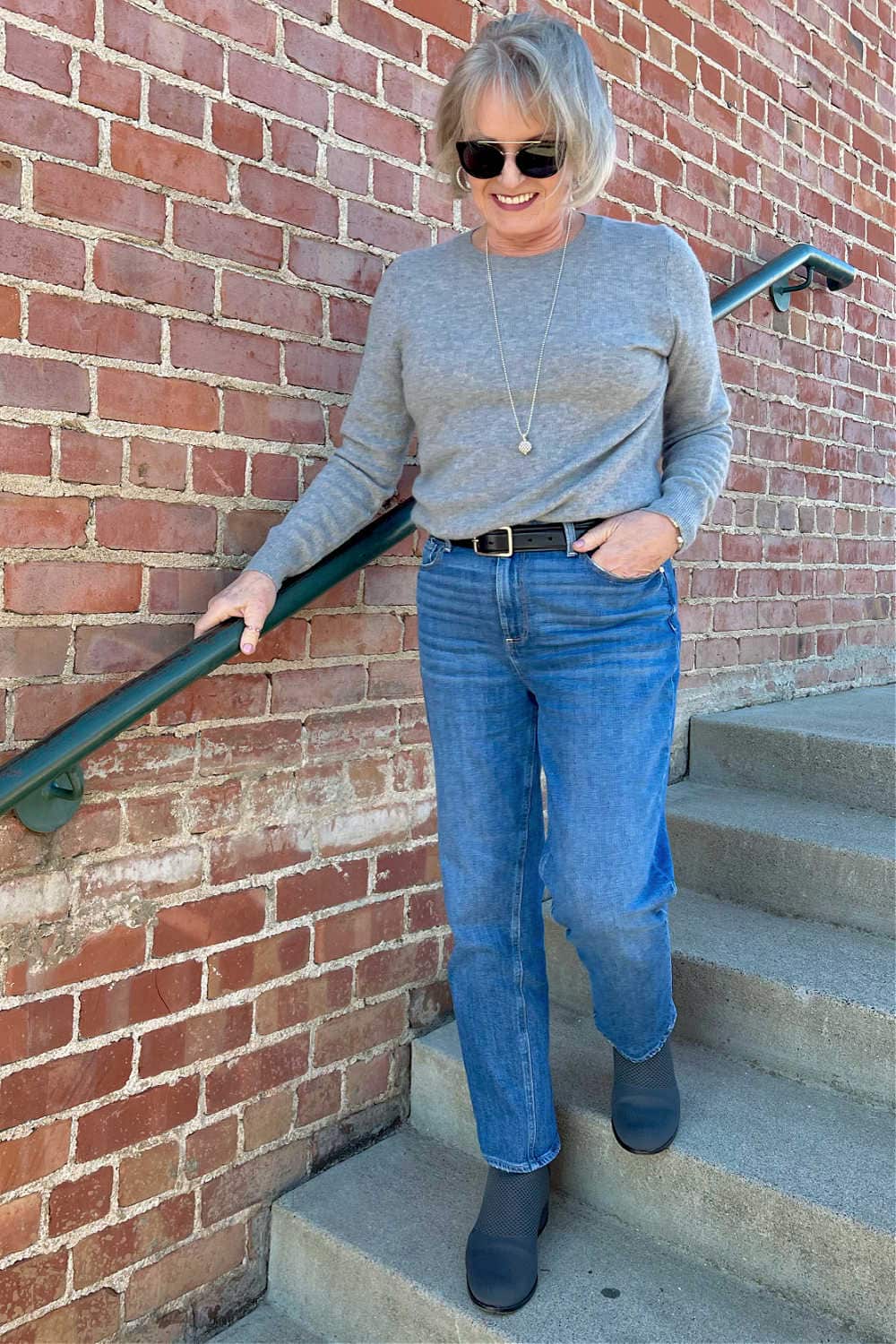 nordstrom cashmere crewneck and jeans outfit