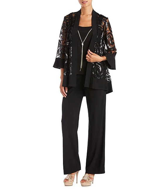 best pantsuit with Swirl Sequin Scoop Neck with Detachable Necklace for wedding