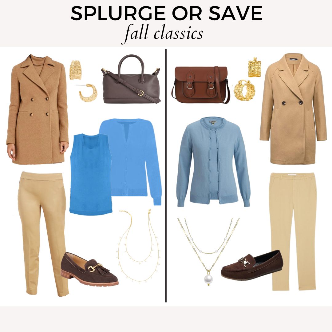 collage of high vs low priced outfit