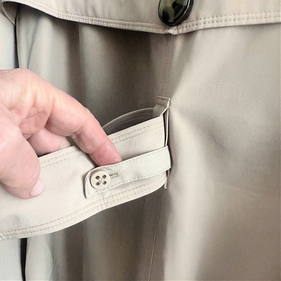 belt detail on classic london fog trench coat