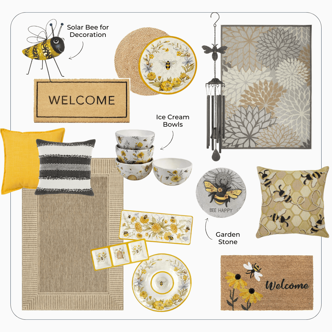 Black and Yellow Bumblebee Themed Patio Decor