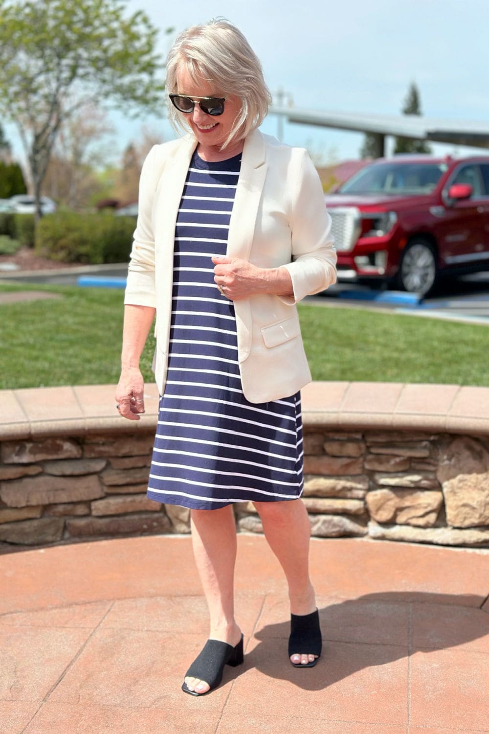 striped summer classic dress and jacket from walmart