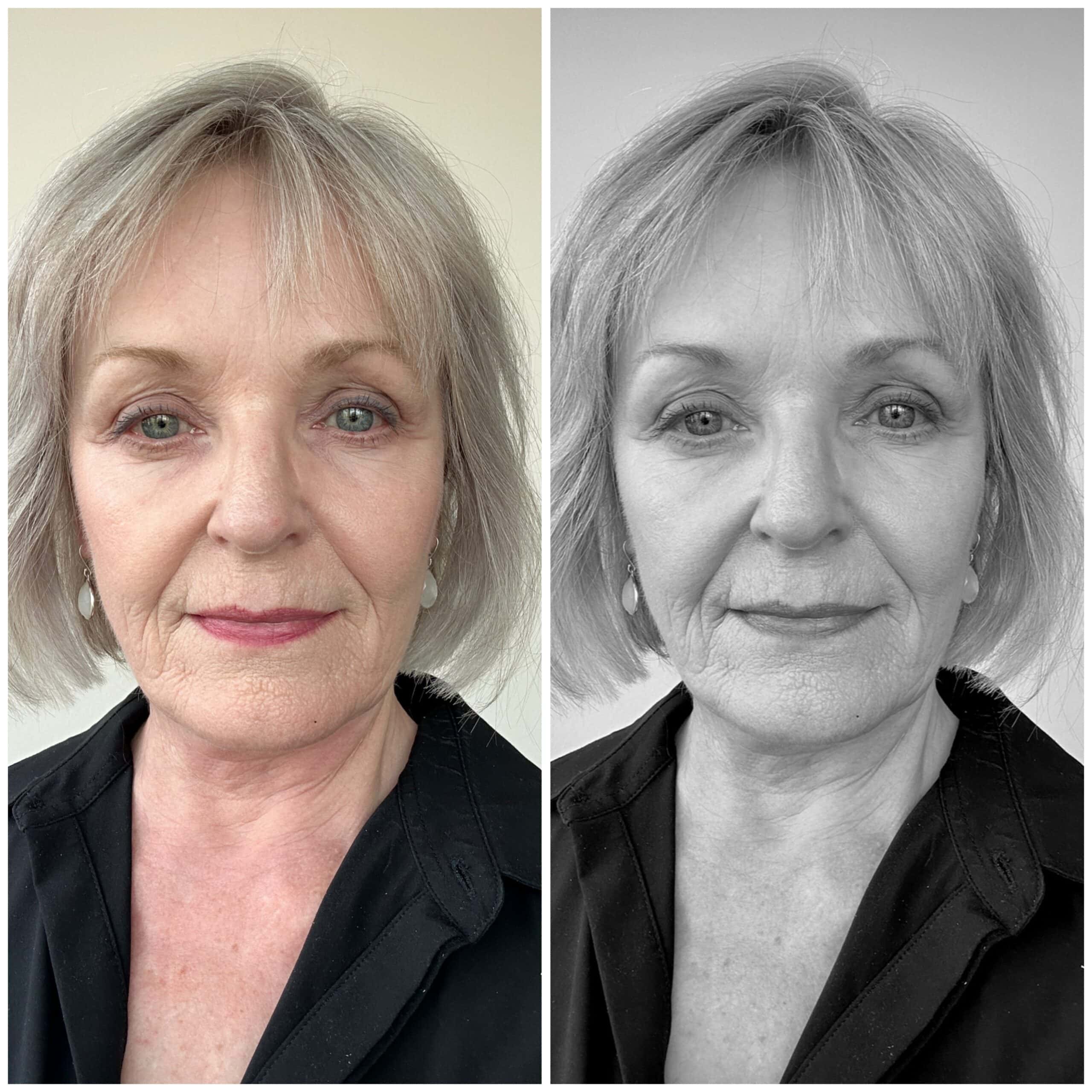 women with gray hair show personal contrast level of coloring