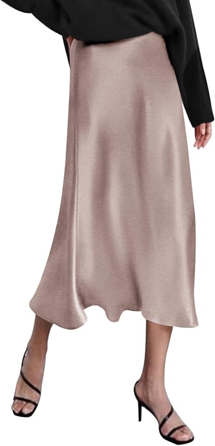 Amazon Satin Midi Skirt for Women Over 50