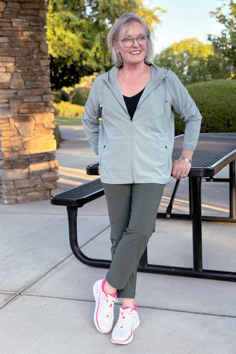 woman wearing Easy Spirit Limited Edition #MoveForPink Maxine sneaker