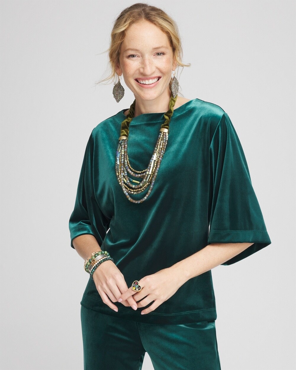 Chico's Travelers Collection Velvet Top as Wedding Guest Outfit Top