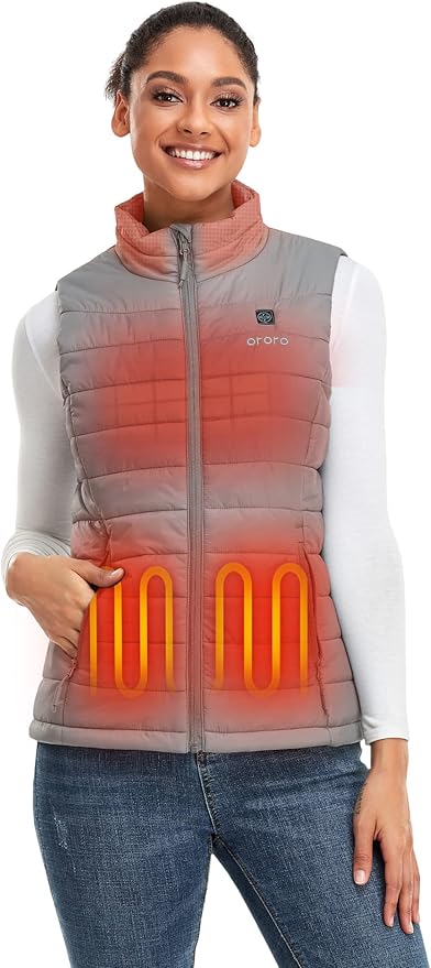Women's Lightweight Heated Vest with Battery Pack from Amazon