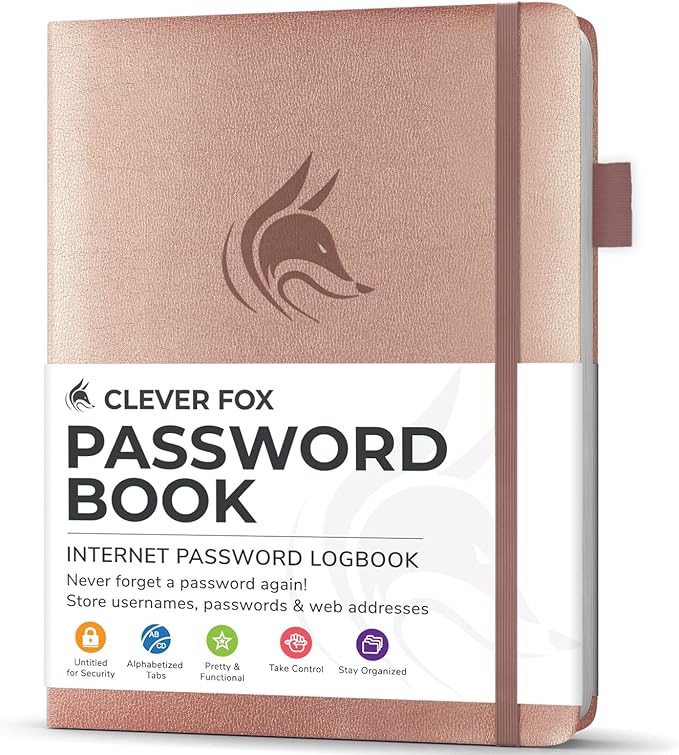 Clever Fox Internet Password LogBook for Older Woman Thoughtful GIft