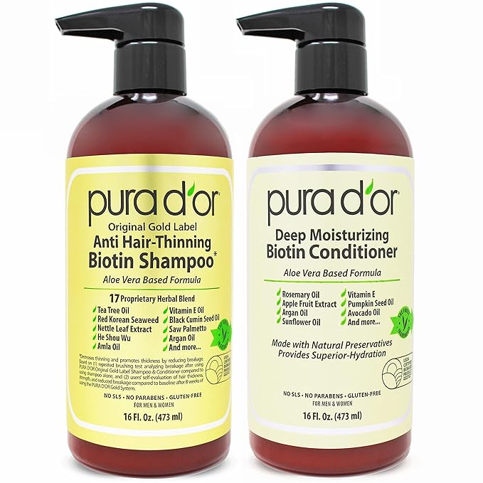 PURA D'OR Anti-Thinning Biotin Shampoo & Deep Moisturizing Conditioner Amazon Black Friday Haircare Deals