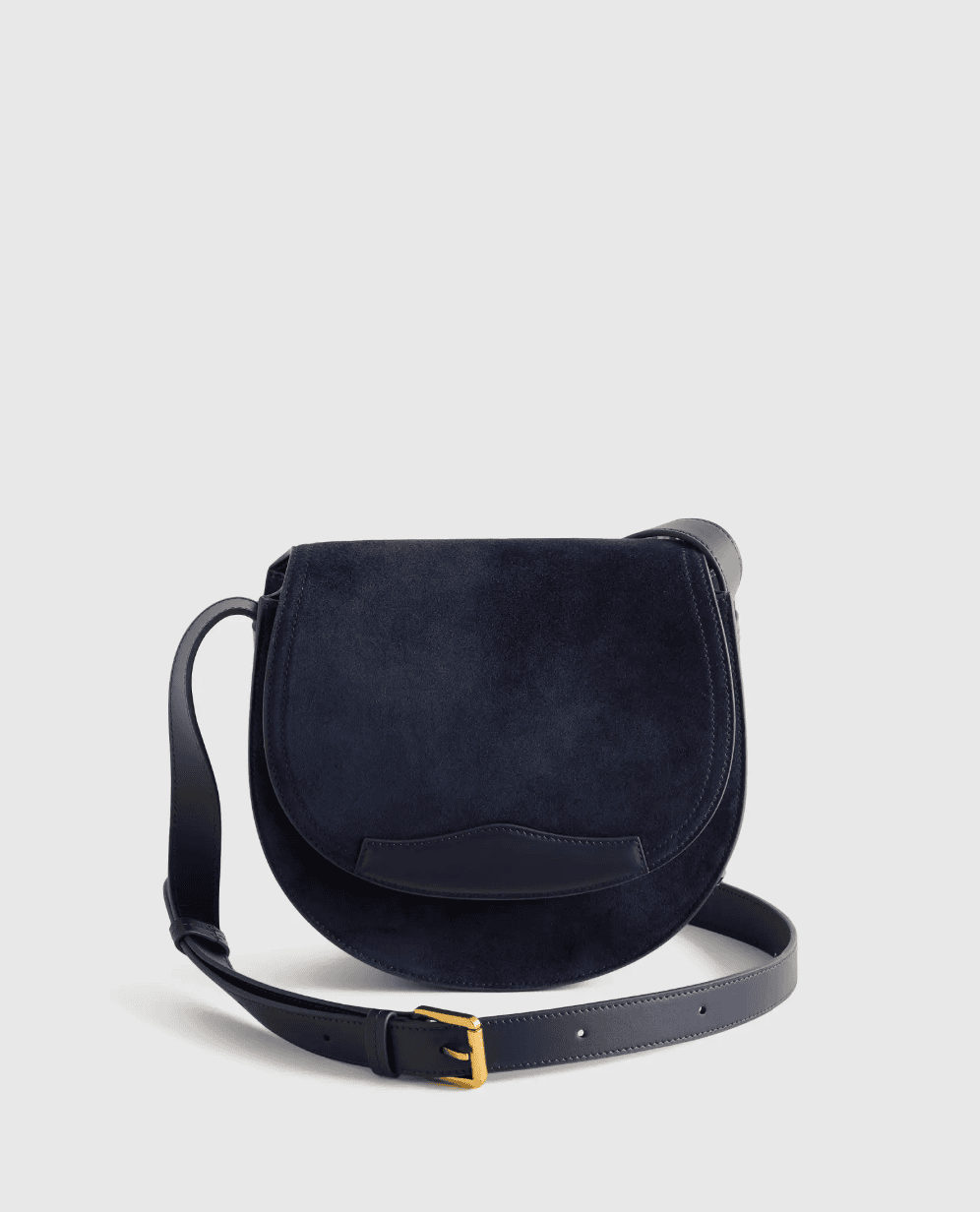 Quince Saddle Bag in Midnight Suede