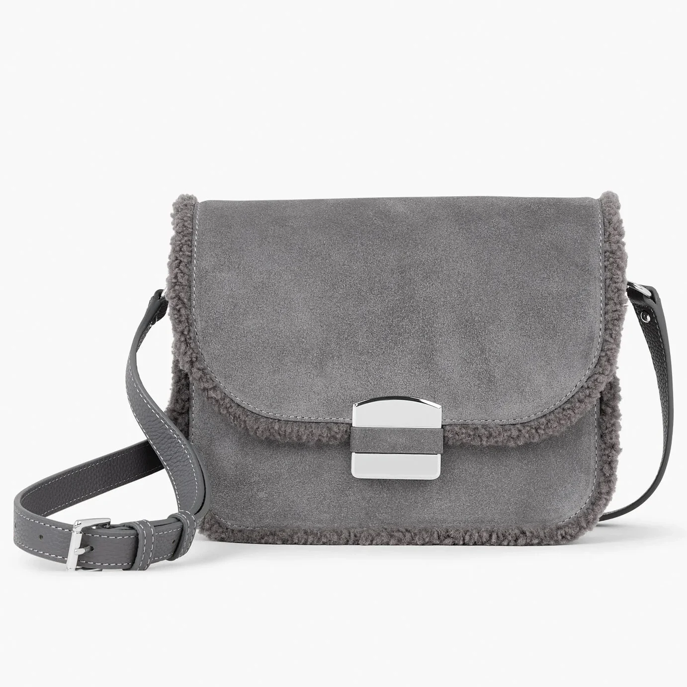 Talbots Shearling Suede Crossbody Bag, Winter Fashion for Women Over 60