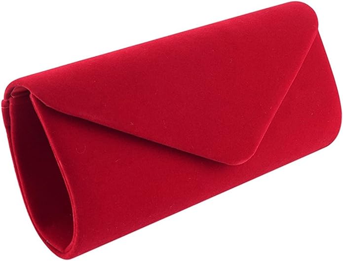 Clutch Purse With Detachable Chain Strap Red Velvet Handbag