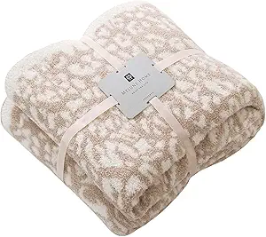 MH MYLUNE HOME Ultra Soft Leopard Throw Blanket Barefoot Dreams Inspired