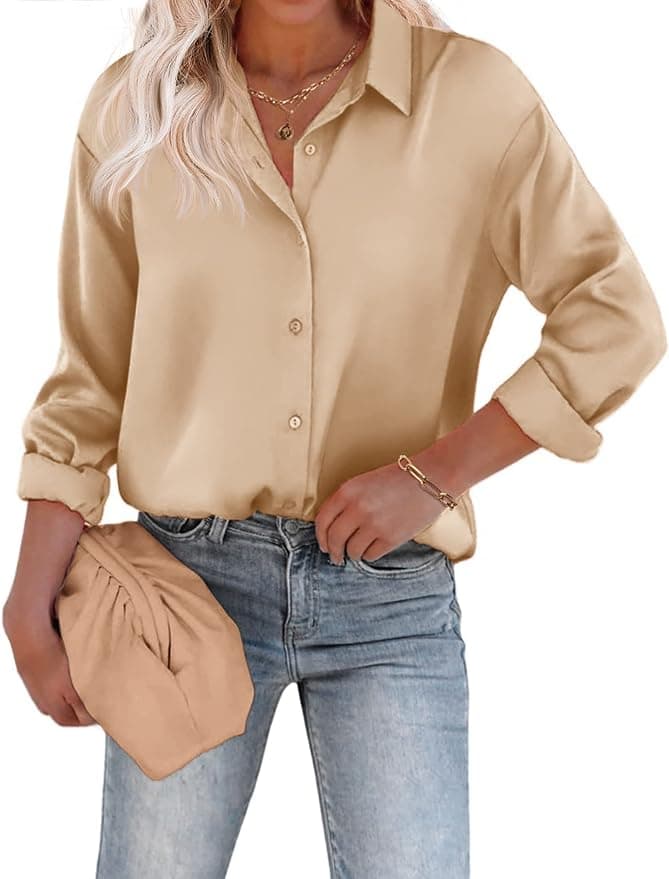 Satin Silk Button Down Shirt from Amazon