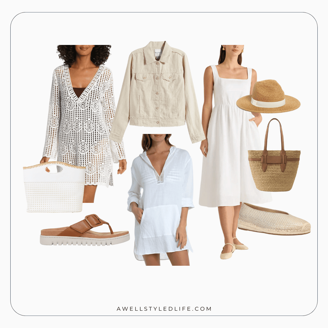 Neutral White Cream Tan Vacation Resort Wear for Women over 60