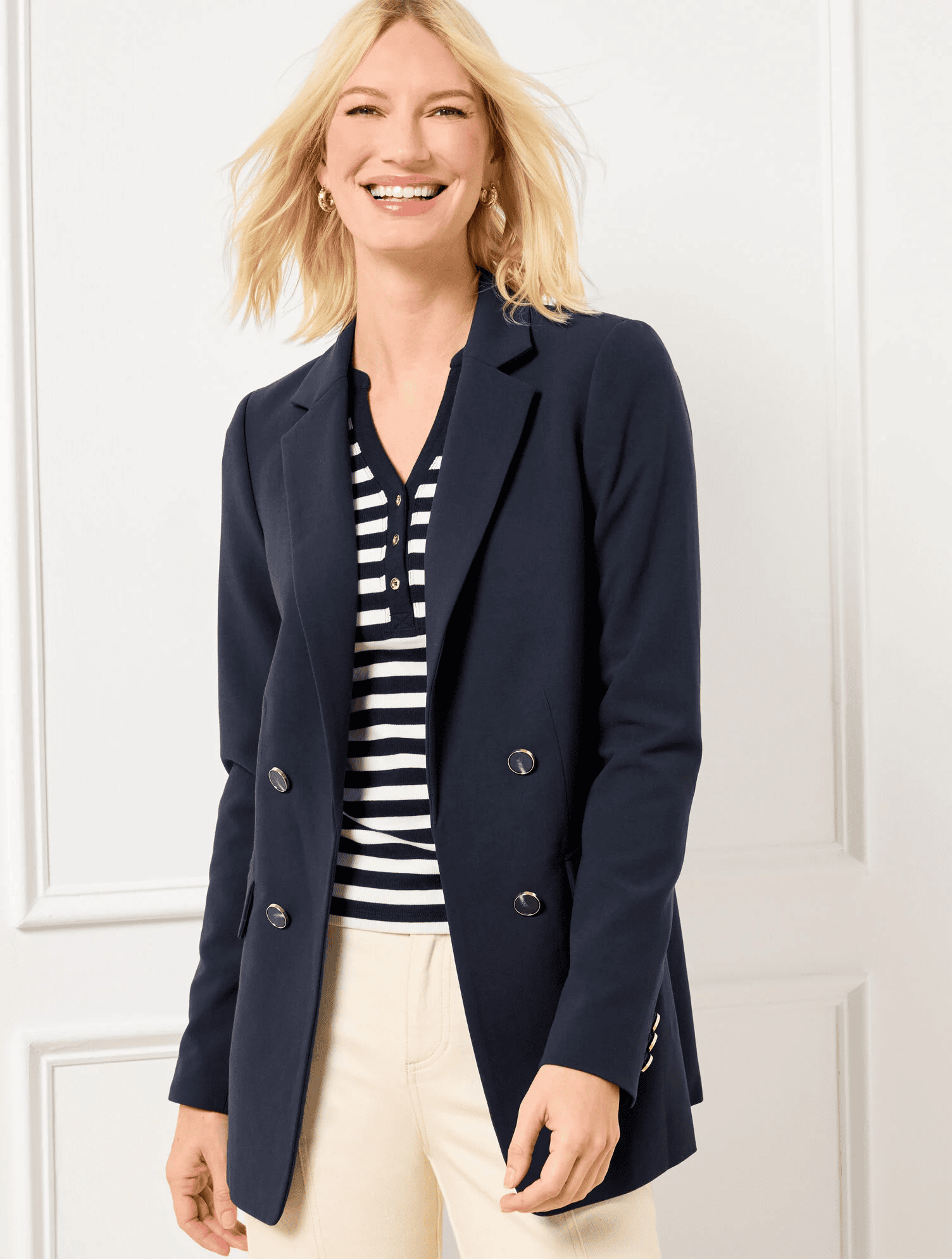Talbots Stretch No Close Blazer in Indigo
