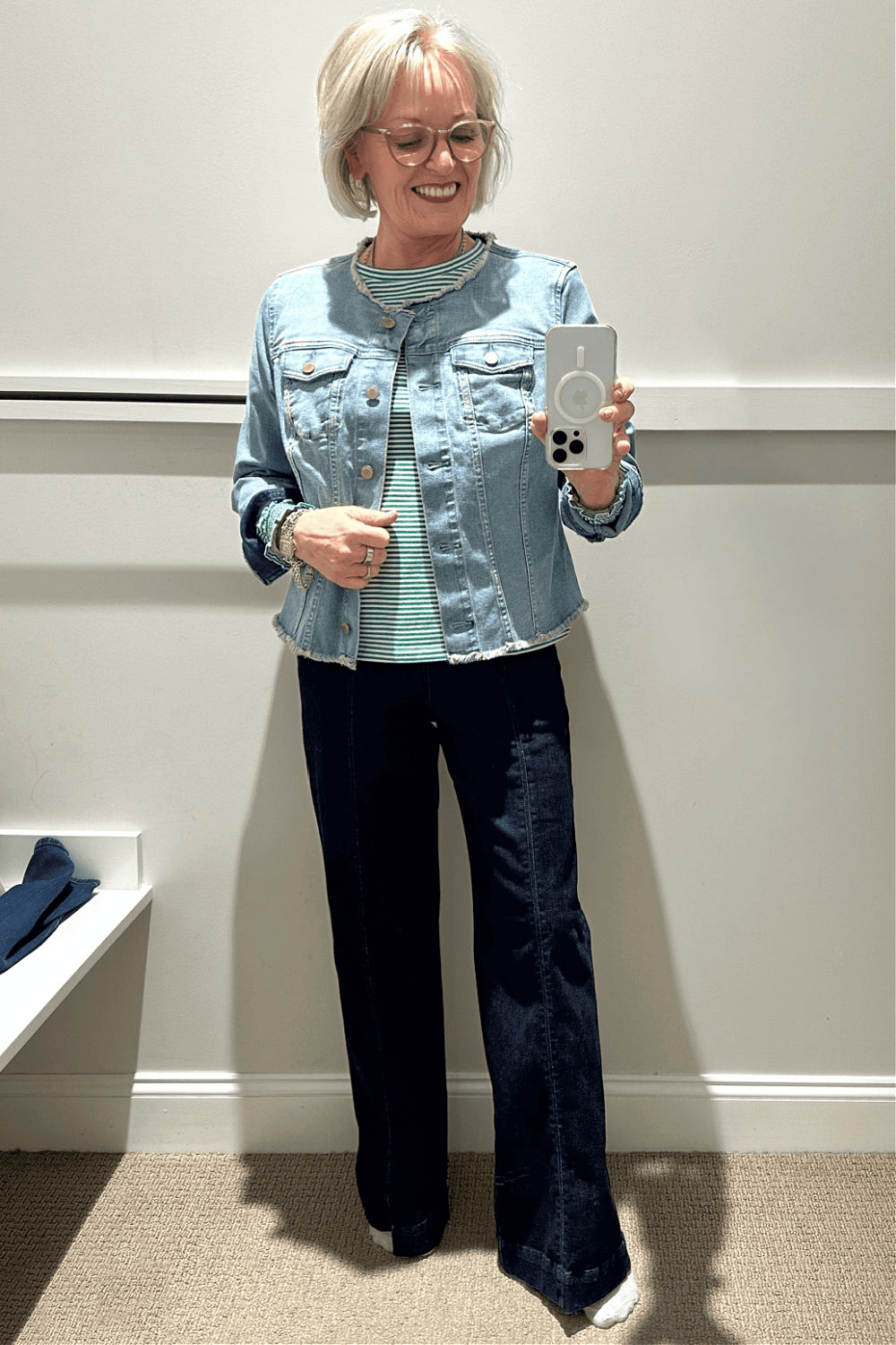 COLLARLESS DENIM JACKET